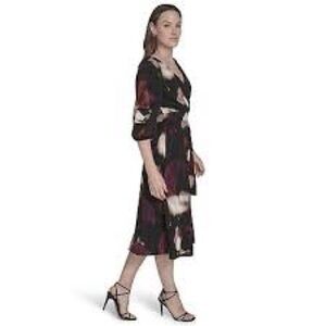 Elegant Abstract Floral Midi Dress